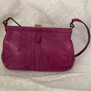 Italian plum leather shoulder crossbody purse